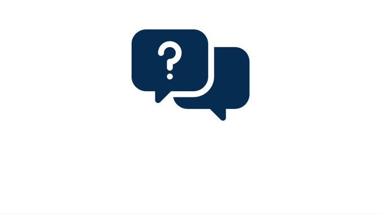 Clip art of quote boxes with question mark. Linked to the Get Help page.